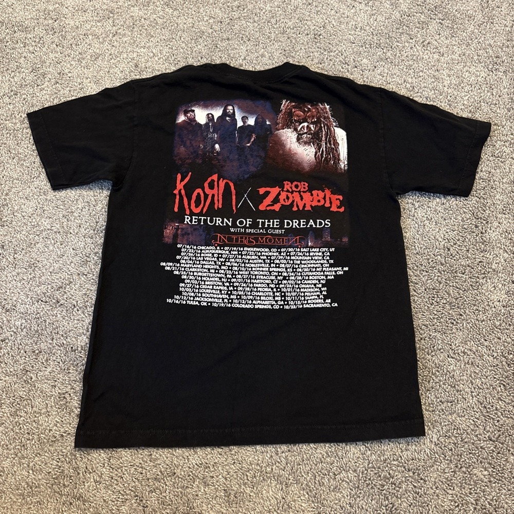 Korn Rob Zombie T-Shirt Mens Medium Return of the Dreads 2016 Tour Band Tee